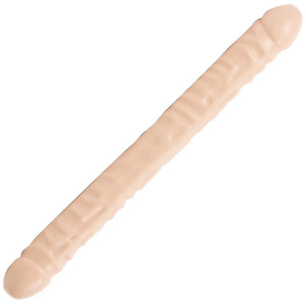 Geaderde Dubbele Kop - Dildo met Dubbele Einden - 18 / 45 cm