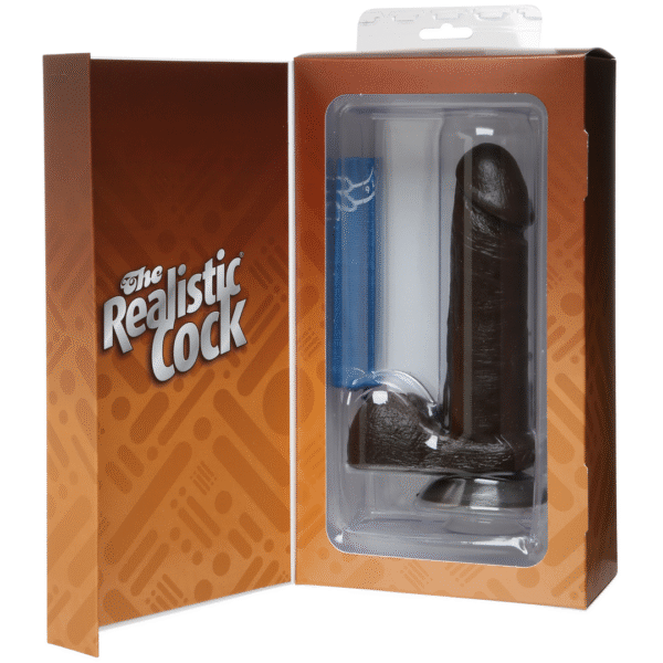 Realistische Cock met Ballen - Verwijderbare Vac-U-Lock Zuignap - 6 / 16 cm - Chocolade - Afbeelding 3