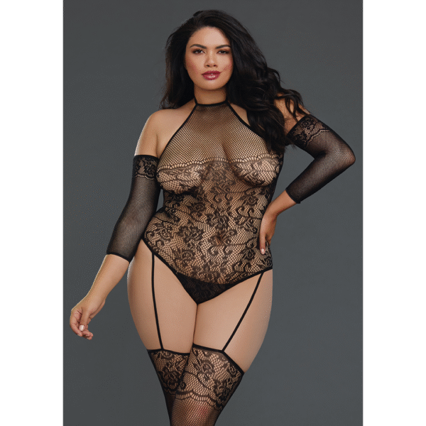 Fishnet Teddy Bodystocking - Plus Size - Afbeelding 3