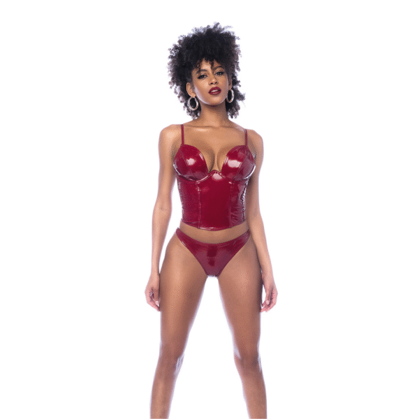 Conjunto de Bustier de Dos Piezas - L - Rojo Vino Brillante