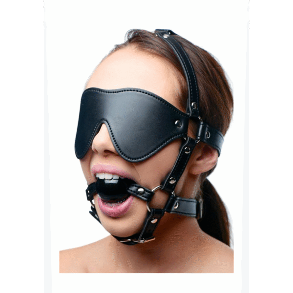 Oogmasker met Ballgag Harness - Afbeelding 3