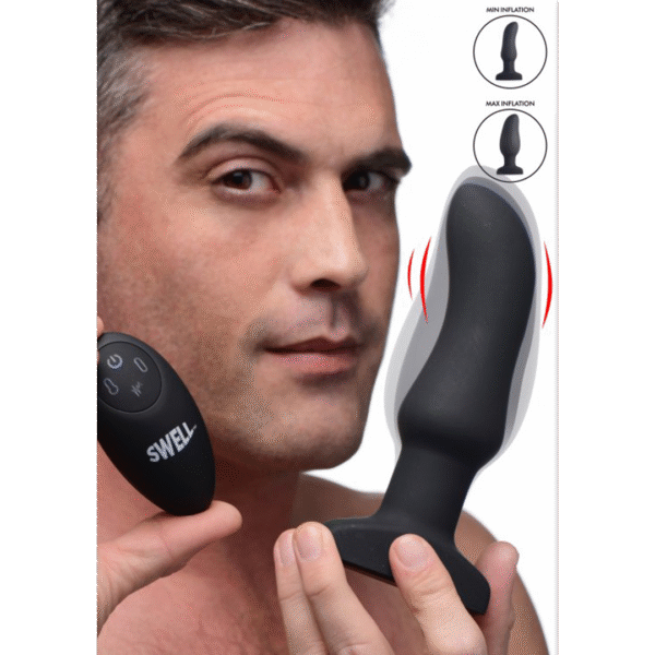 Opblaasbare Gebogen Vibrerende Siliconen Butt Plug - Afbeelding 3