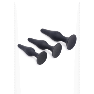 Triple Spire - Tapered Silicone Anale Trainer Set - 3 Stuks - Zwart