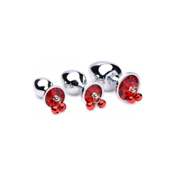 Rode Edelsteen - Butt Plug Set met Belletjes