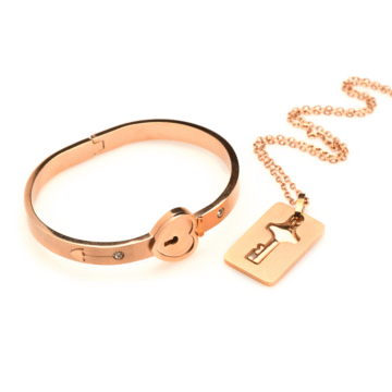 Geknoopte Sluiting Armband en Sleutelhanger Ketting - Roségoud