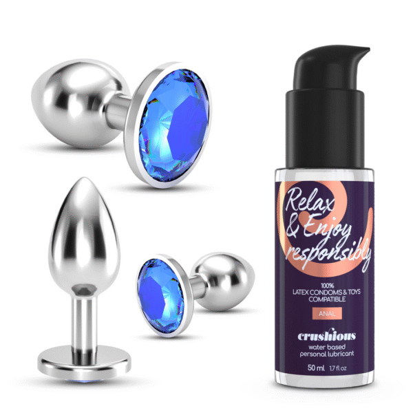 Bijou - Trío de Tapones Joyas Húmedos - 3 Tapones Joyas - Azul