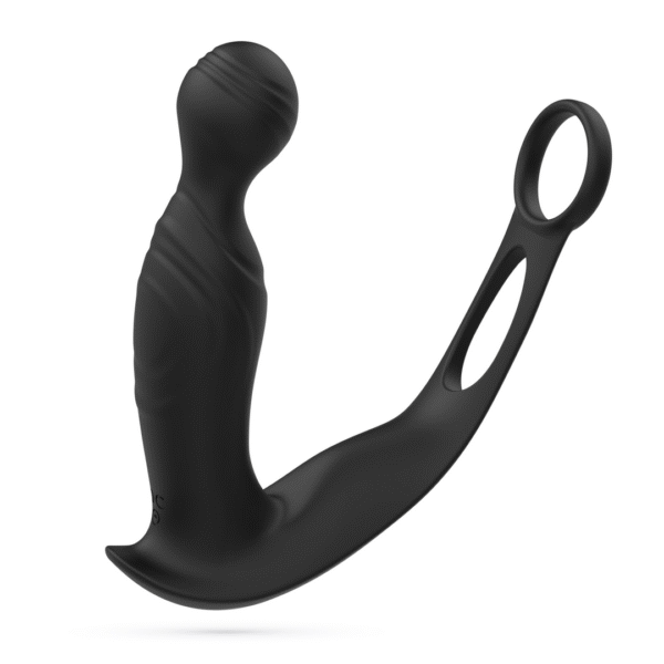 Flamma - Masajeador de próstata vibrante con correa para bolas y anillo para el pene - Negro - Afbeelding 3