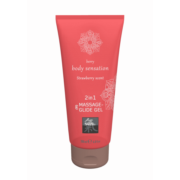 2 in 1 Massage en Glide Gel - Aardbei - 7 fl oz / 200 ml