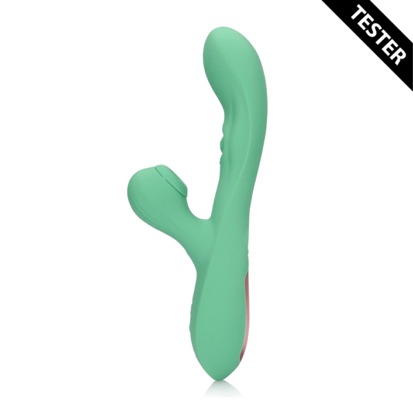 Pulse Wave en Tongue Flickering Rabbit Vibrator - Blue Grass - Tester - Afbeelding 3