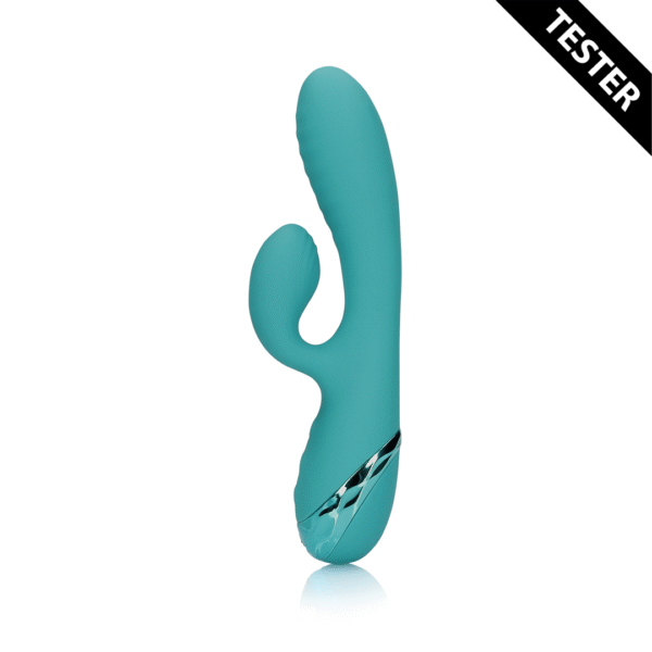 Opblaasbare Konijn Vibrator - Pauw Blauw - Tester - Afbeelding 3