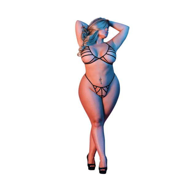 Beha en G-string Set met Bandjes - 2X - Zwart - Afbeelding 3