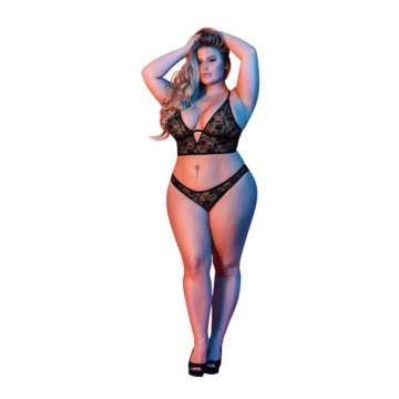 Ondersteunde Bralette en Panty Set - 2X - Zwart