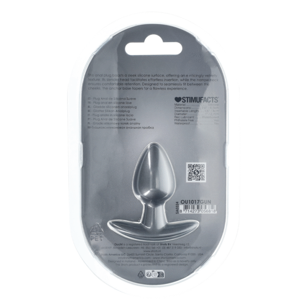 Zachte Siliconen Anale Plug - Klein - 2,6 / 6,5 cm - Gunmetal - Afbeelding 3