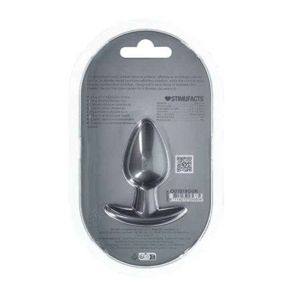 Zachte Siliconen Anale Plug - Medium - 3,1 / 7,9 cm - Gunmetal - Afbeelding 3