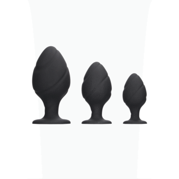 Gedraaid Butt Plug Set - Zwart