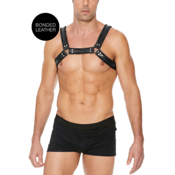 Leren Bulldog Harnas met Gespen - L/XL