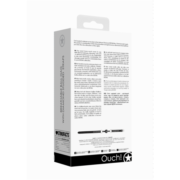 Ademend Ball Gag met diamanten gestikte straps - Afbeelding 3