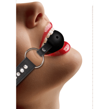 Ademend Ball Gag met diamanten gestikte straps