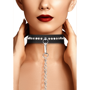 Diamanten Halsband met Leash
