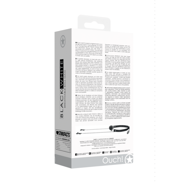Ademend Ball Gag met Tepelklemmen - Afbeelding 3