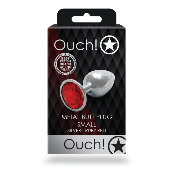 Ronde Gem Butt Plug - Klein - Zilver/Ruby Rood - Afbeelding 3