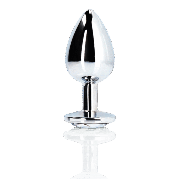Ronde Edelsteen Butt Plug - Groot - Zilver/Diamant