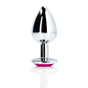 Hartje Gem Buttplug - Klein - Zilver/Rubelliet Roze