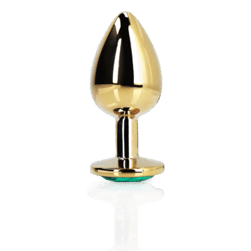 Ronde Edelsteen Butt Plug - Klein - Goud/Emerald Groen