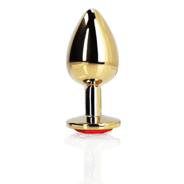 Hartje Gem Buttplug - Medium - Goud/Ruby Rood