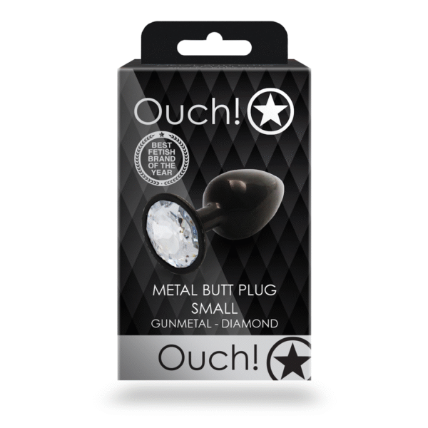 Ronde Gem Butt Plug - Klein - Gunmetal/Diamant - Afbeelding 3