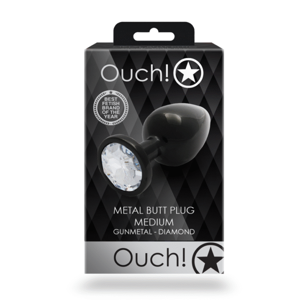 Ronde Gem Butt Plug - Medium - Gunmetal/Diamond - Afbeelding 3