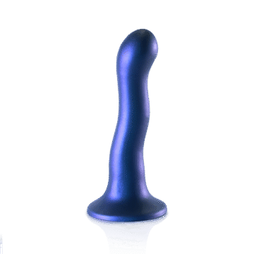 Ultra Zachte Siliconen Curve G-Spot Dildo - 7'' / 17 cm - Metallic Blauw