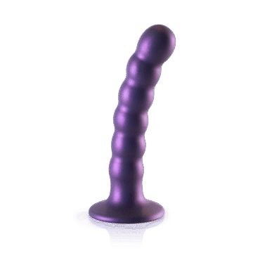 Beaded Silicone G-Spot Dildo - 5'' / 13 cm - Metallic Paars