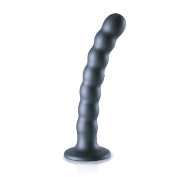 Beaded Silicone G-Spot Dildo - 6.5'' / 16,5 cm - Gunmetal