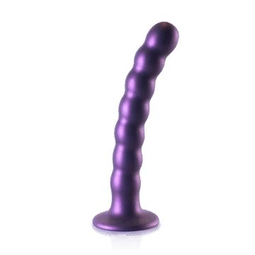 Beaded Silicone G-Spot Dildo - 6,5'' / 16,5 cm - Metallic Paars
