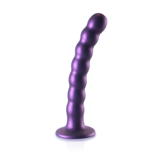 Beaded Silicone G-Spot Dildo - 6,5'' / 16,5 cm - Metallic Paars