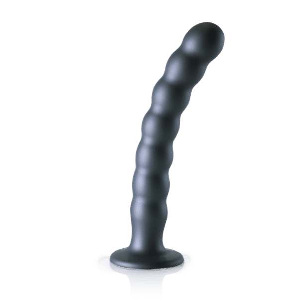 Beaded Silicone G-Spot Dildo - 8'' / 20,5 cm - Gunmetal