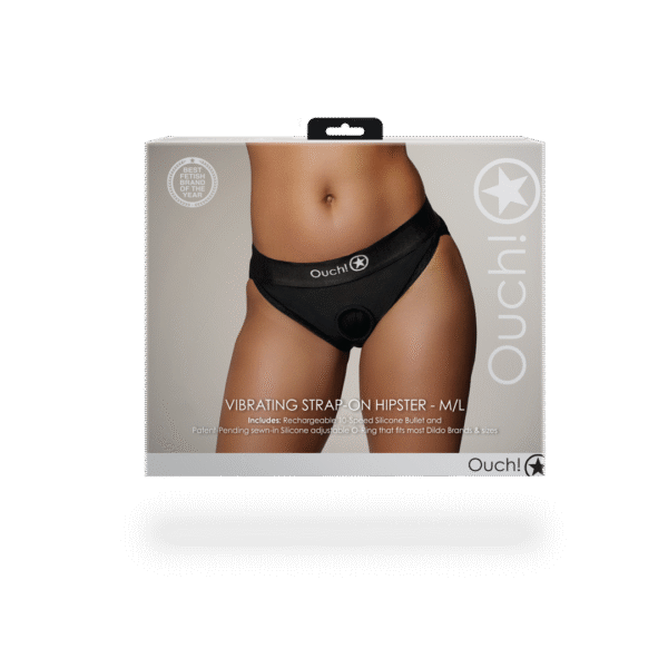 Vibrerende Strap-on Hipster - M/L - Zwart - Afbeelding 3