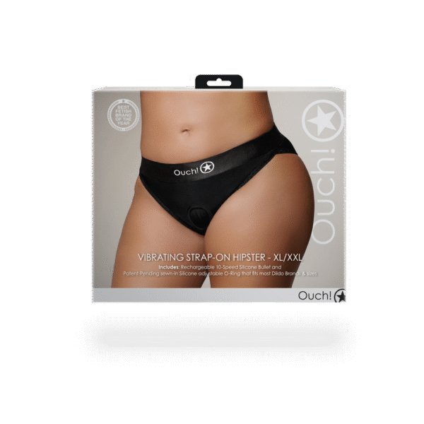 Vibrerende Strap-on Hipster - XL/XXL - Zwart - Afbeelding 3