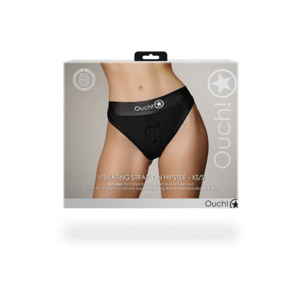 Vibrerende Strap-on Hipster - XS/S - Zwart - Afbeelding 3