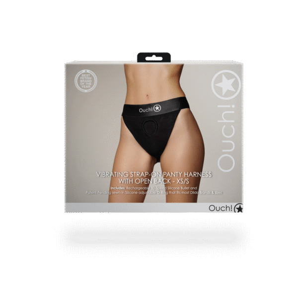 Vibrerende Strap-on Panty Harness met Open Rug - XS/S - Zwart - Afbeelding 3