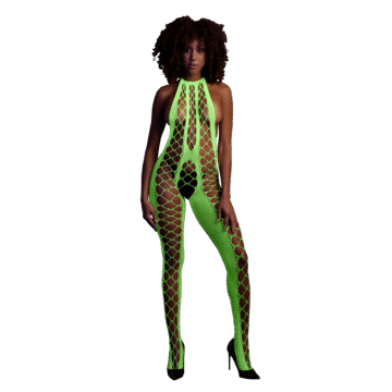 Bodystocking met Halterneck - One Size - Neon Groen