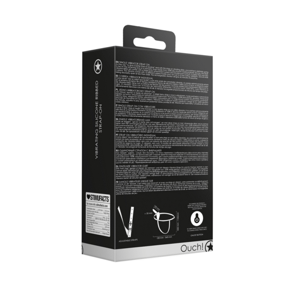 Vibrerende en oplaadbare - 10 snelheid silicone geribbelde strap-on - Verstelbaar - Zwart - Afbeelding 3