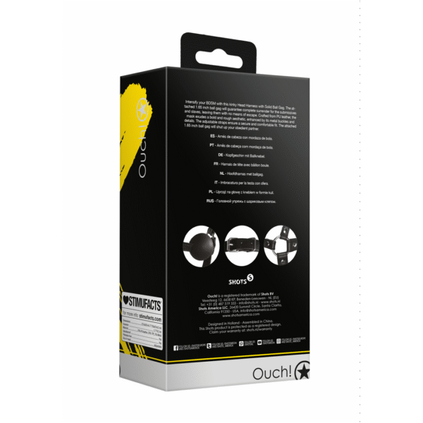 Hoofdharnas met Solid Ball Gag - Zwart - Afbeelding 3
