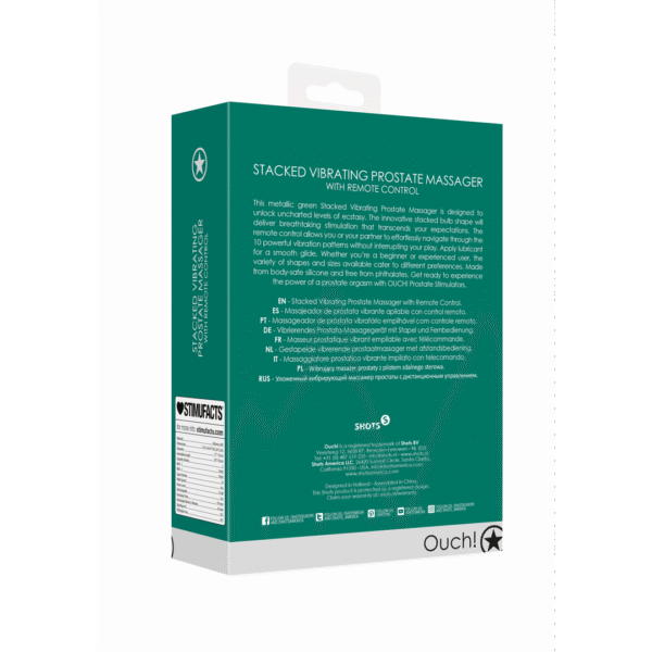 Gestapelde Vibrerende Prostaatmassager met Afstandsbediening - Metallic Groen - Afbeelding 3