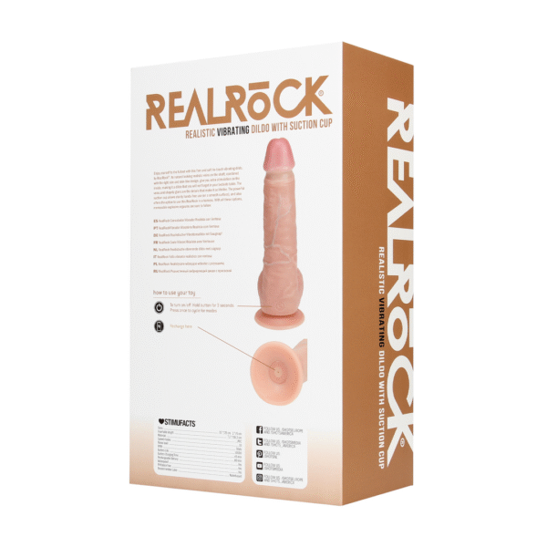 Vibrerende Reguliere Rechte Penis met Ballen - 9 / 23 cm - Vlees - Afbeelding 3
