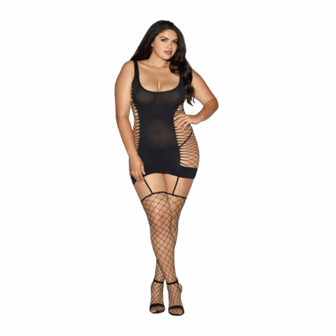 Opaque Diamond Net Garter Dress