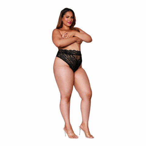Hoge Taille Kant Slip - 2X - Zwart