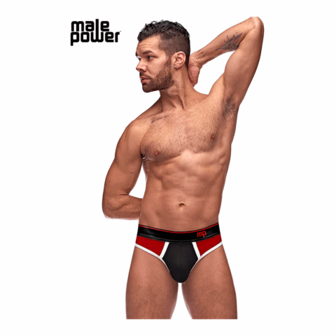 Panel Thong - S/M - Zwart/rood