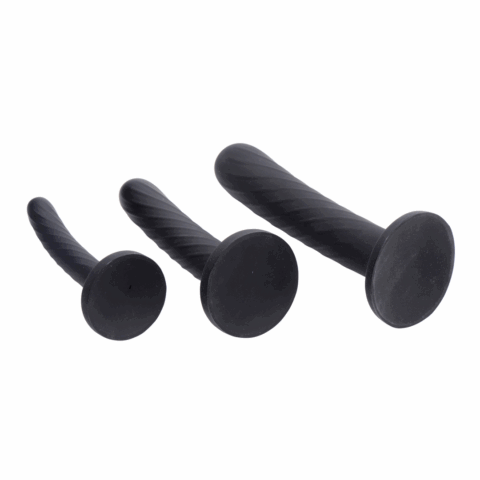 Strap-on Siliconen 3-delige set - Zwart